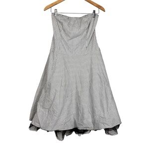 Forever21 Y2K Strapless Pinstripe Swing Skirt A-line Dress Rockabilly Pinup Sz L